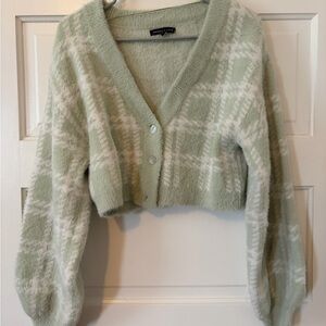 Kendall & Kylie Sage Plaid Cardigan